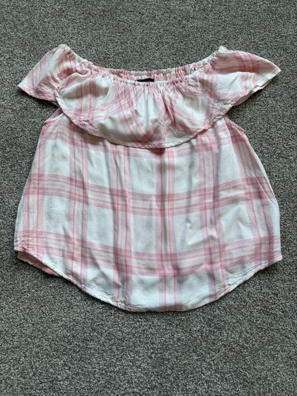 NWOT Silver Jean Co. Light Pink Plaid Off-Shoulder Womens Top size S
